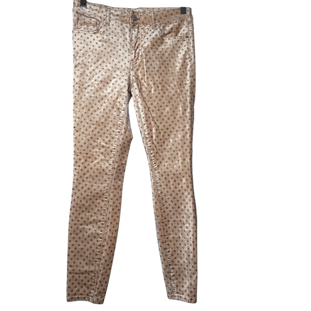 Pilcro Anthropologie Brand Velvet Polka Dot High Rise Skinny Pants - Size 25 P - Picture 2 of 8